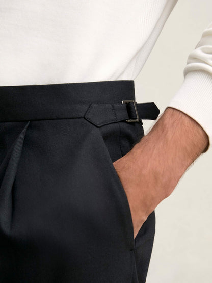 Regular Fit Herringbone Trousers With Cotton in Navy | Reiss Men Trending