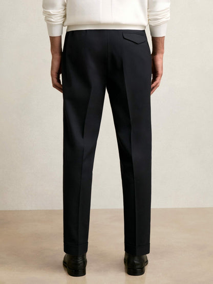 Regular Fit Herringbone Trousers With Cotton in Navy | Reiss Men Trending