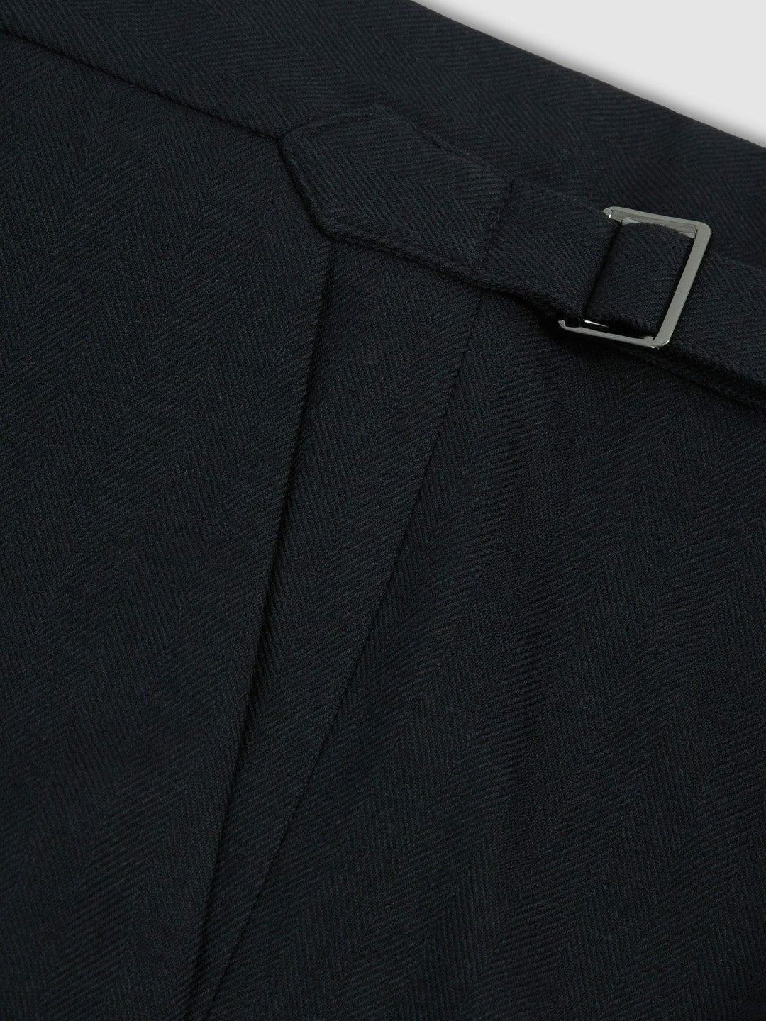 Regular Fit Herringbone Trousers With Cotton in Navy | Reiss Men Trending