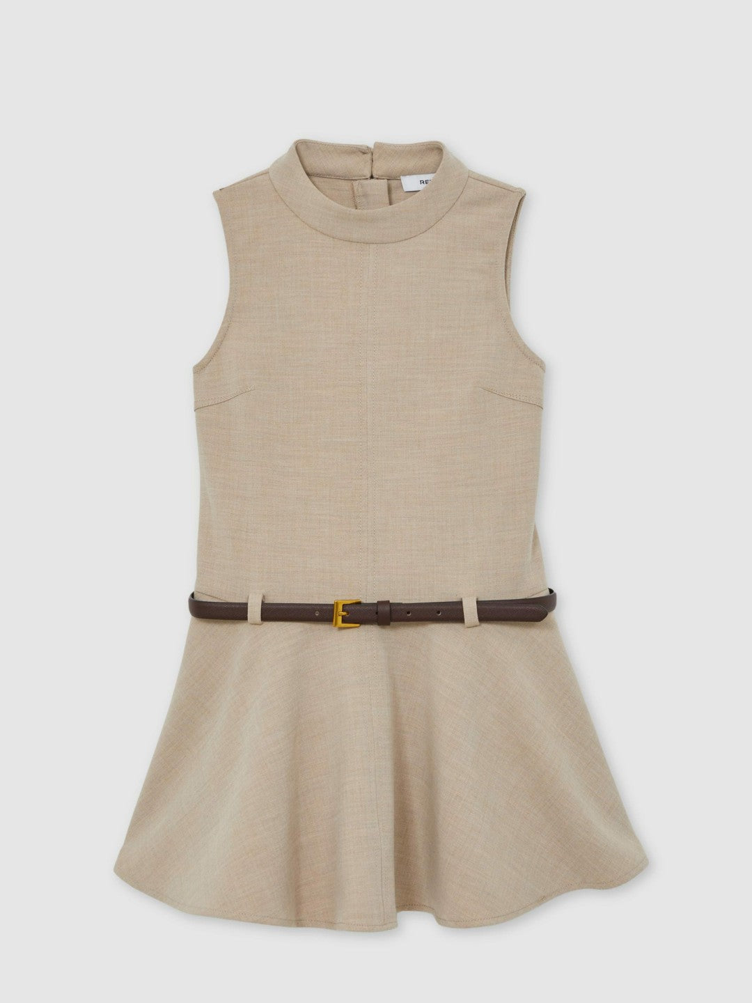 3-9 yrs Drop Waist Belted Sleeveless Dress in Neutral | Reiss Children & Baby Recommended