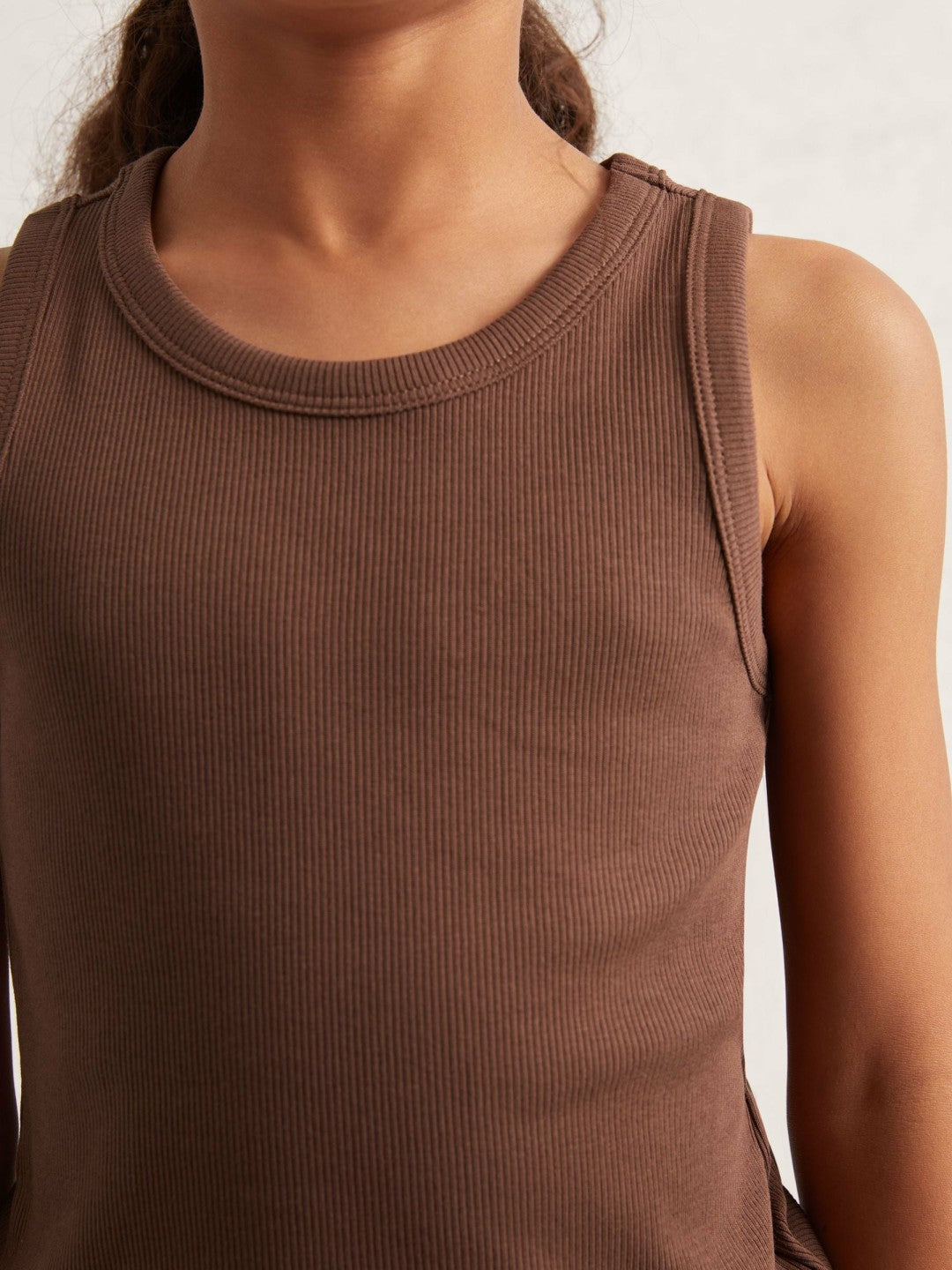 13-14 yrs Stretch-Cotton Ribbed Vest in Chocolate | Reiss Children & Baby Signature
