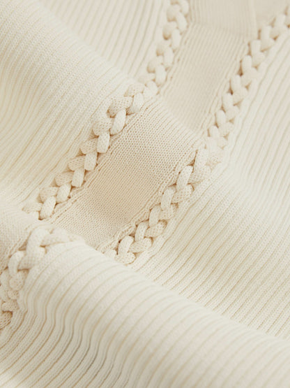 Craft-Stitch Rib-Knit Vest in Ivory/Ecru | Reiss Women Signature