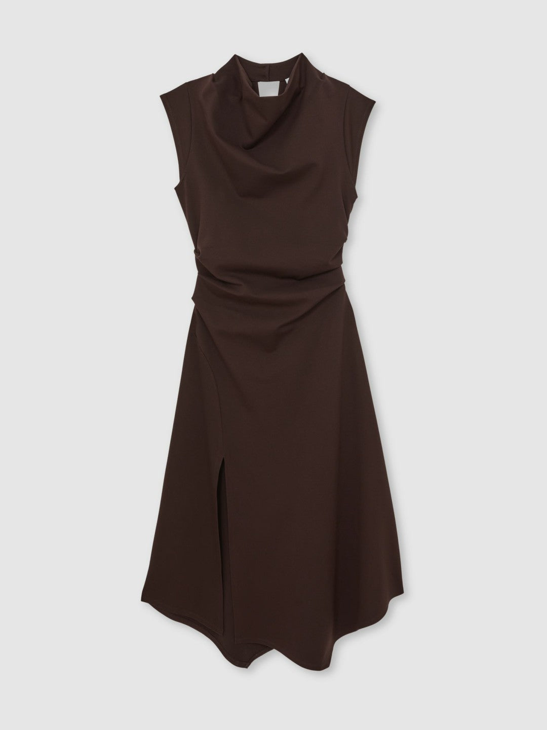 Twill-Jersey Draped Midi Dress in Burgundy | Reiss Women Trending