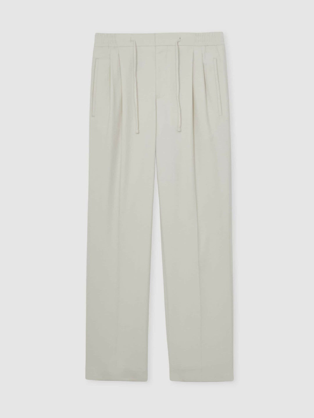Relaxed-Fit Twill Drawstring Trousers in Ecru | Reiss Men Premium