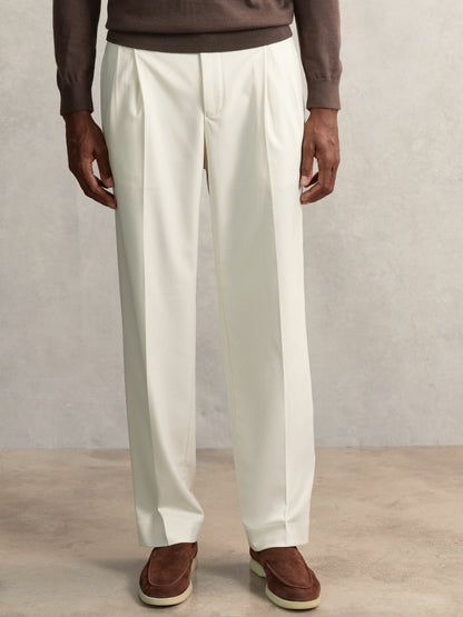 Relaxed-Fit Twill Drawstring Trousers in Ecru | Reiss Men Premium