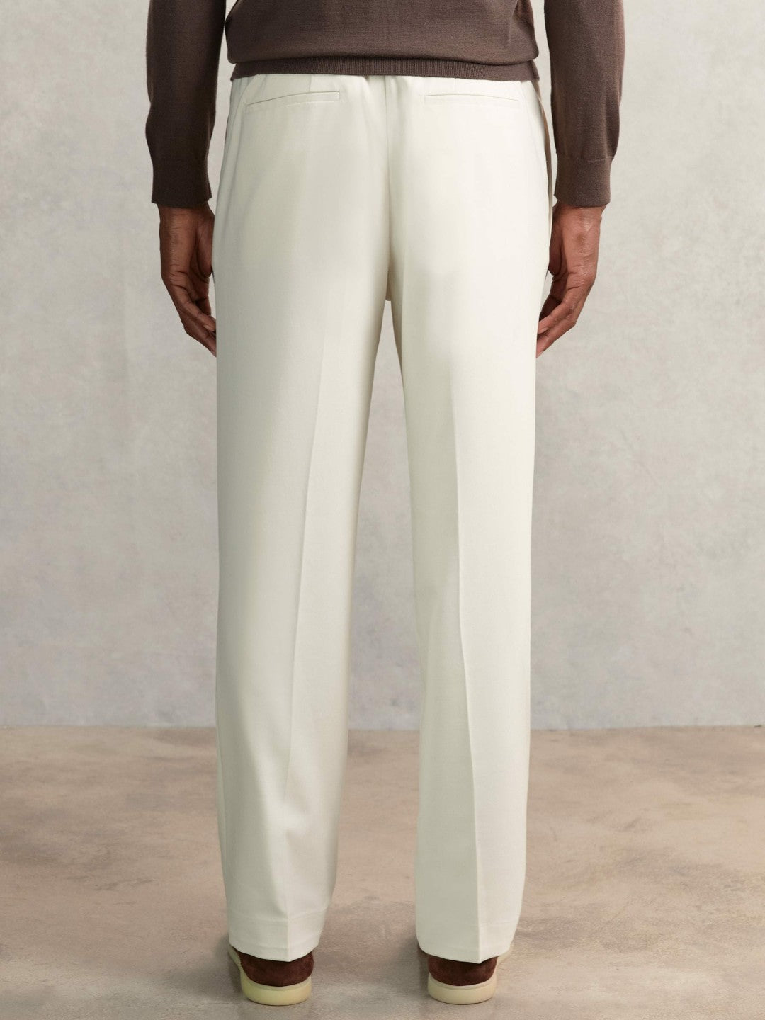 Relaxed-Fit Twill Drawstring Trousers in Ecru | Reiss Men Premium