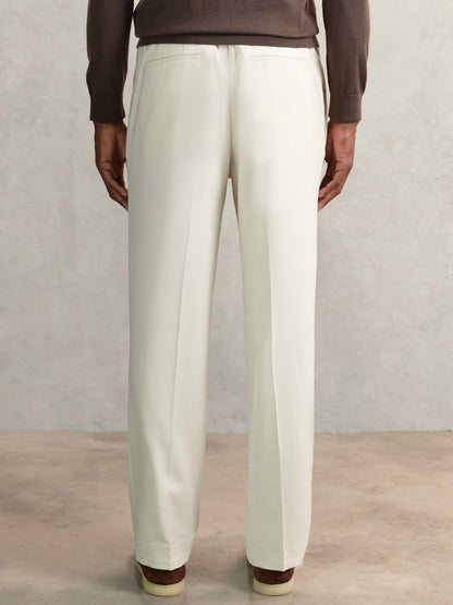 Relaxed-Fit Twill Drawstring Trousers in Ecru | Reiss Men Premium