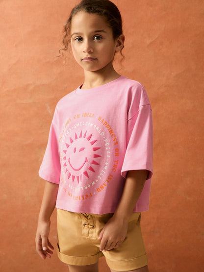 13-14 yrs SmileyWorld | Sun-Print T-Shirt in Pink | Reiss Children & Baby Featured
