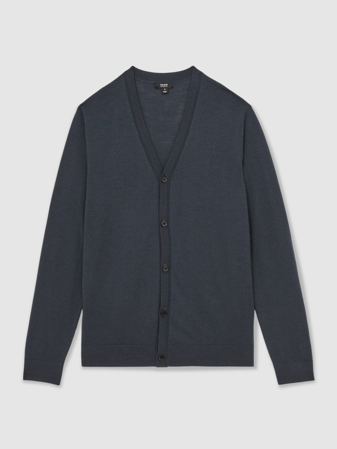 Merino Wool Button-Through Cardigan in Midnight Navy | Reiss Men Exclusive
