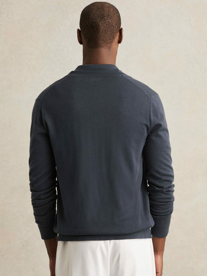 Merino Wool Button-Through Cardigan in Midnight Navy | Reiss Men Exclusive