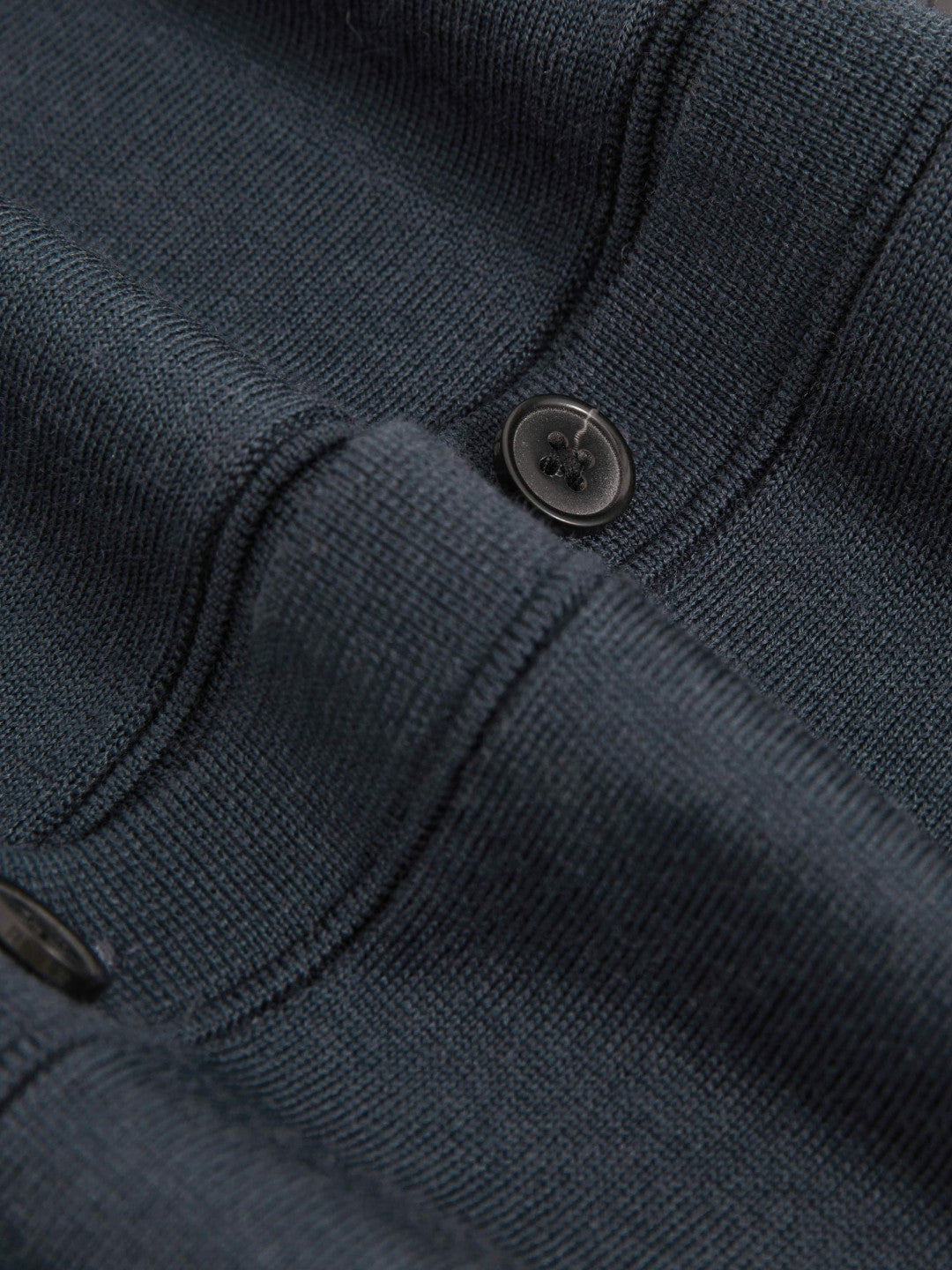 Merino Wool Button-Through Cardigan in Midnight Navy | Reiss Men Exclusive
