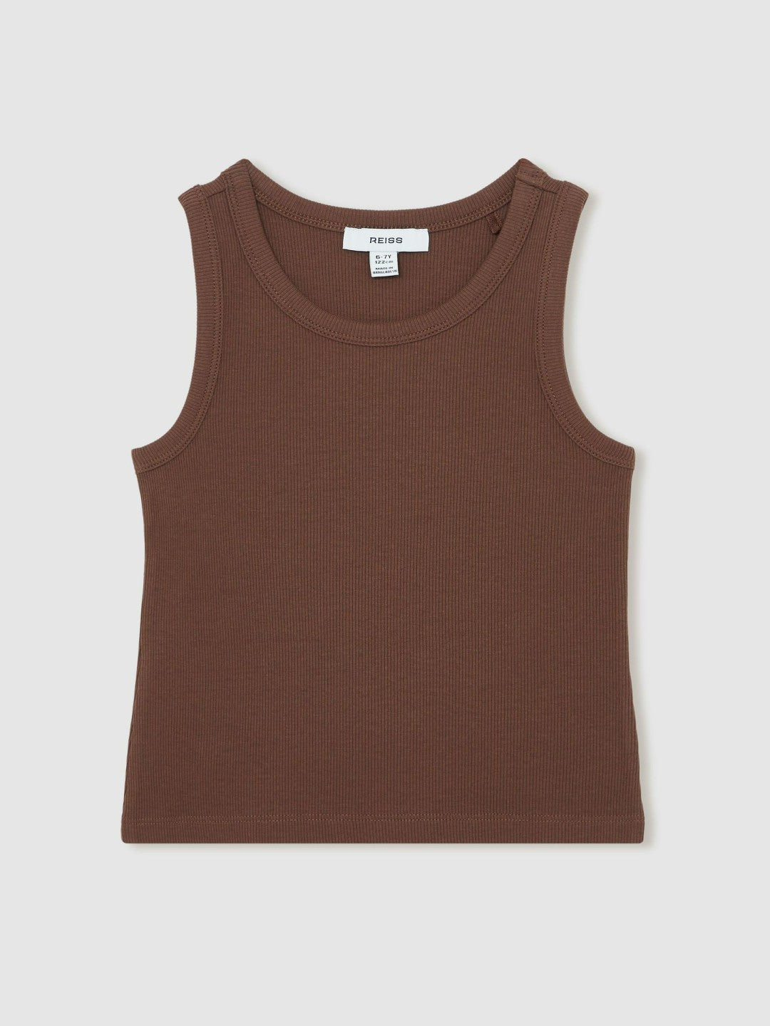 3-9 yrs Stretch-Cotton Ribbed Vest in Chocolate | Reiss Children & Baby Exclusive