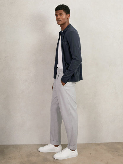 Merino Wool Button-Through Shirt in Midnight Navy | Reiss Men New