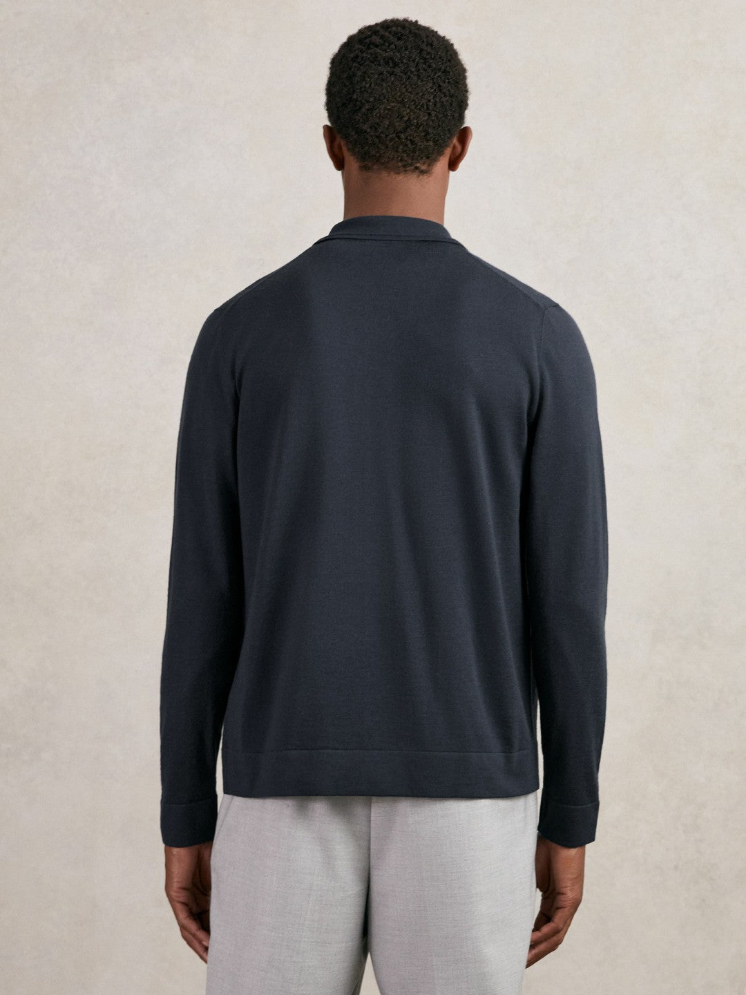 Merino Wool Button-Through Shirt in Midnight Navy | Reiss Men New