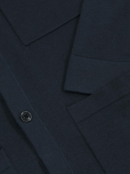 Merino Wool Button-Through Shirt in Midnight Navy | Reiss Men New