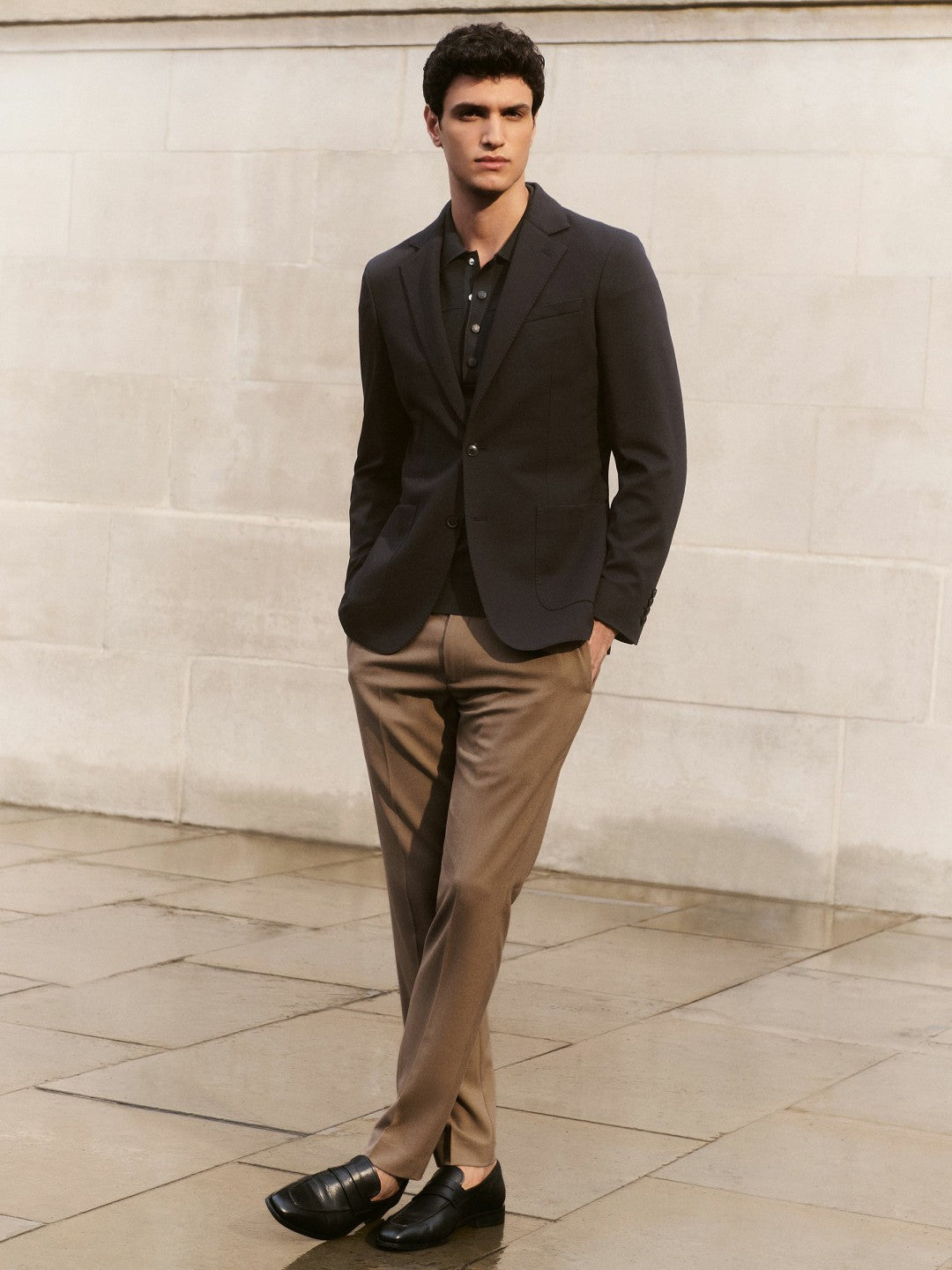 Slim-Fit Internal-Drawstring Trousers in Camel | Reiss Men Premium