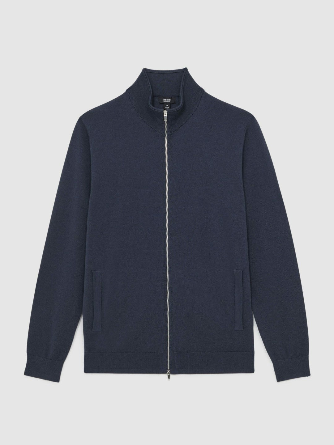 Merino Wool Zip Through Cardigan in Midnight Navy | Reiss Men Exclusive