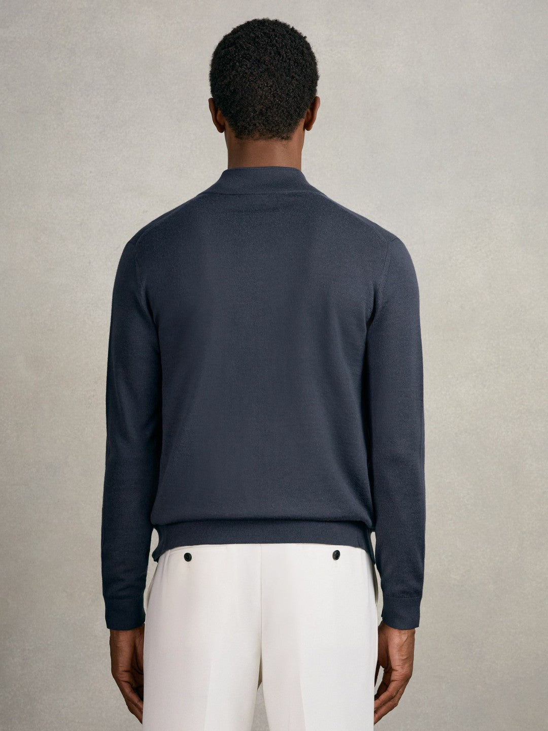 Merino Wool Zip Through Cardigan in Midnight Navy | Reiss Men Exclusive