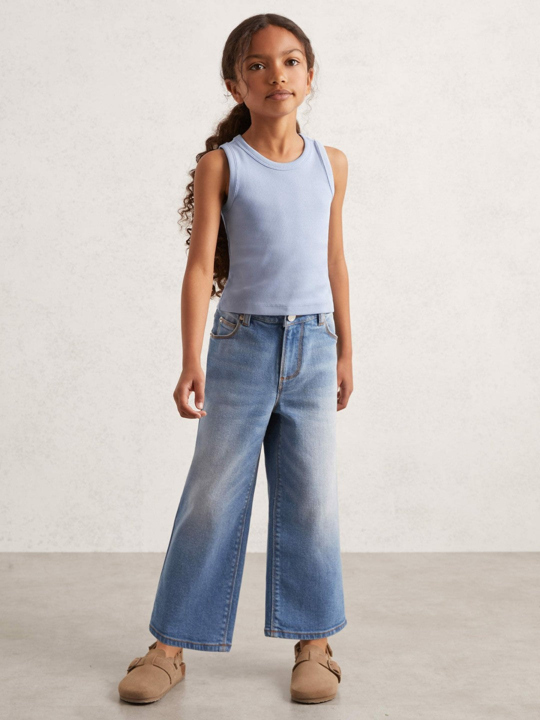 9-13 yrs Stretch-Cotton Ribbed Vest in Blue | Reiss Children & Baby Exclusive