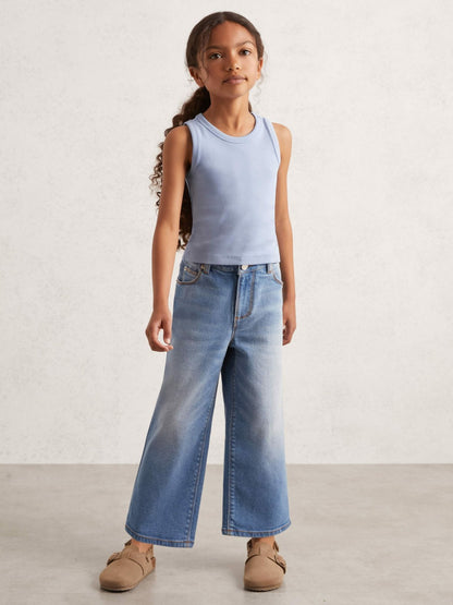 9-13 yrs Stretch-Cotton Ribbed Vest in Blue | Reiss Children & Baby Exclusive