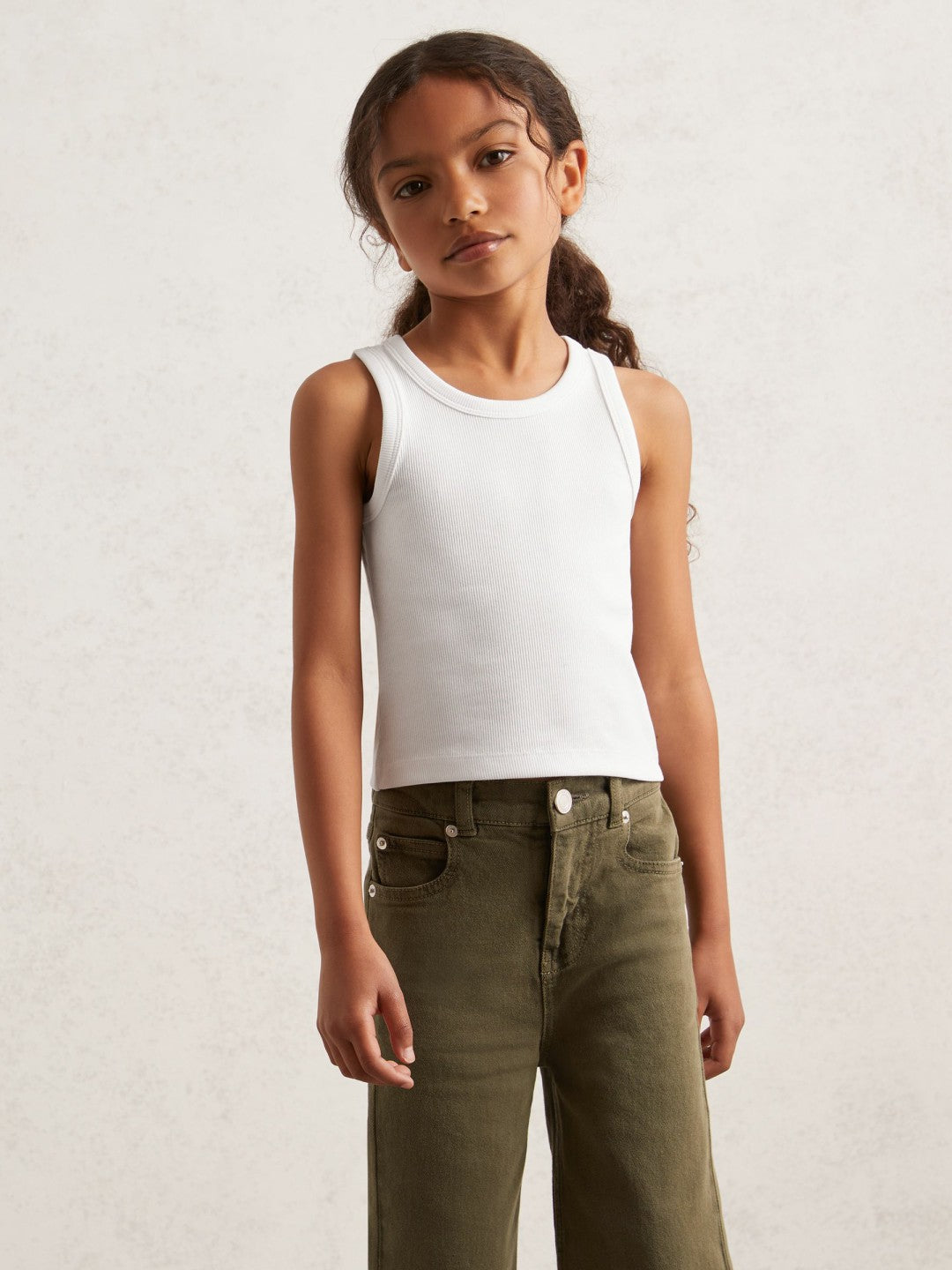 3-9 yrs Stretch-Cotton Ribbed Vest in Ivory | Reiss Children & Baby Best Seller