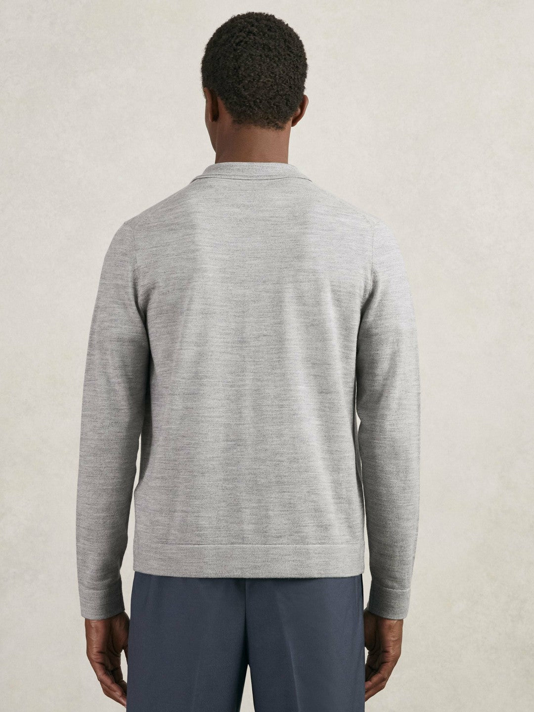 Merino Wool Button-Through Shirt in Soft Grey Mouline | Reiss Men Recommended