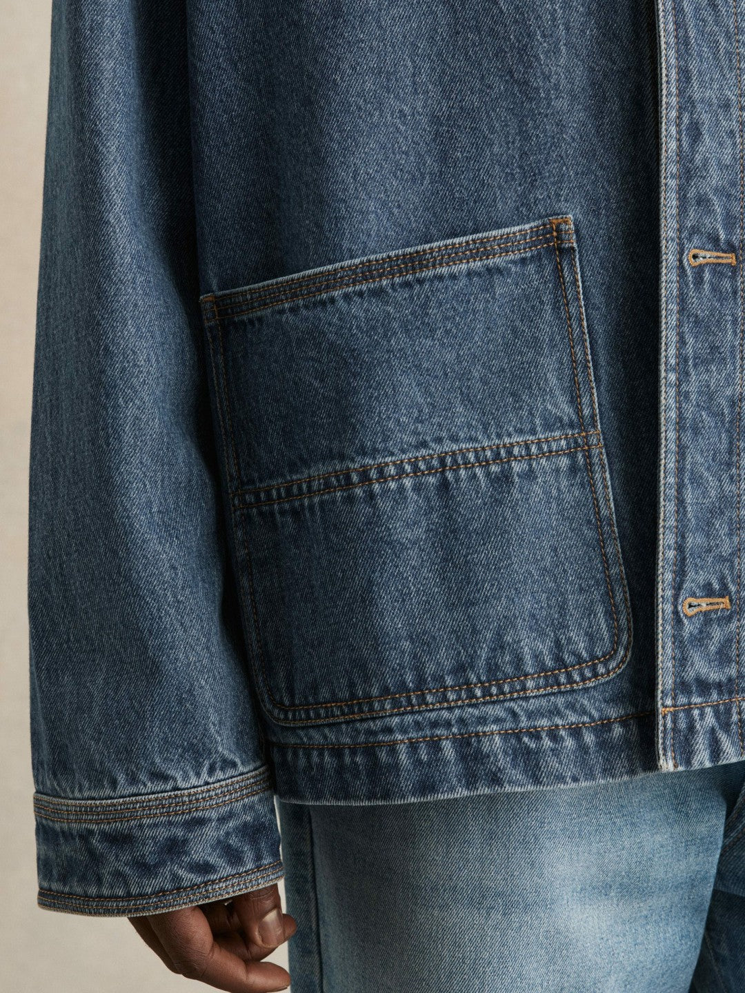 Corduroy Collar Denim Worker Jacket in Denim Blue | Reiss Men New