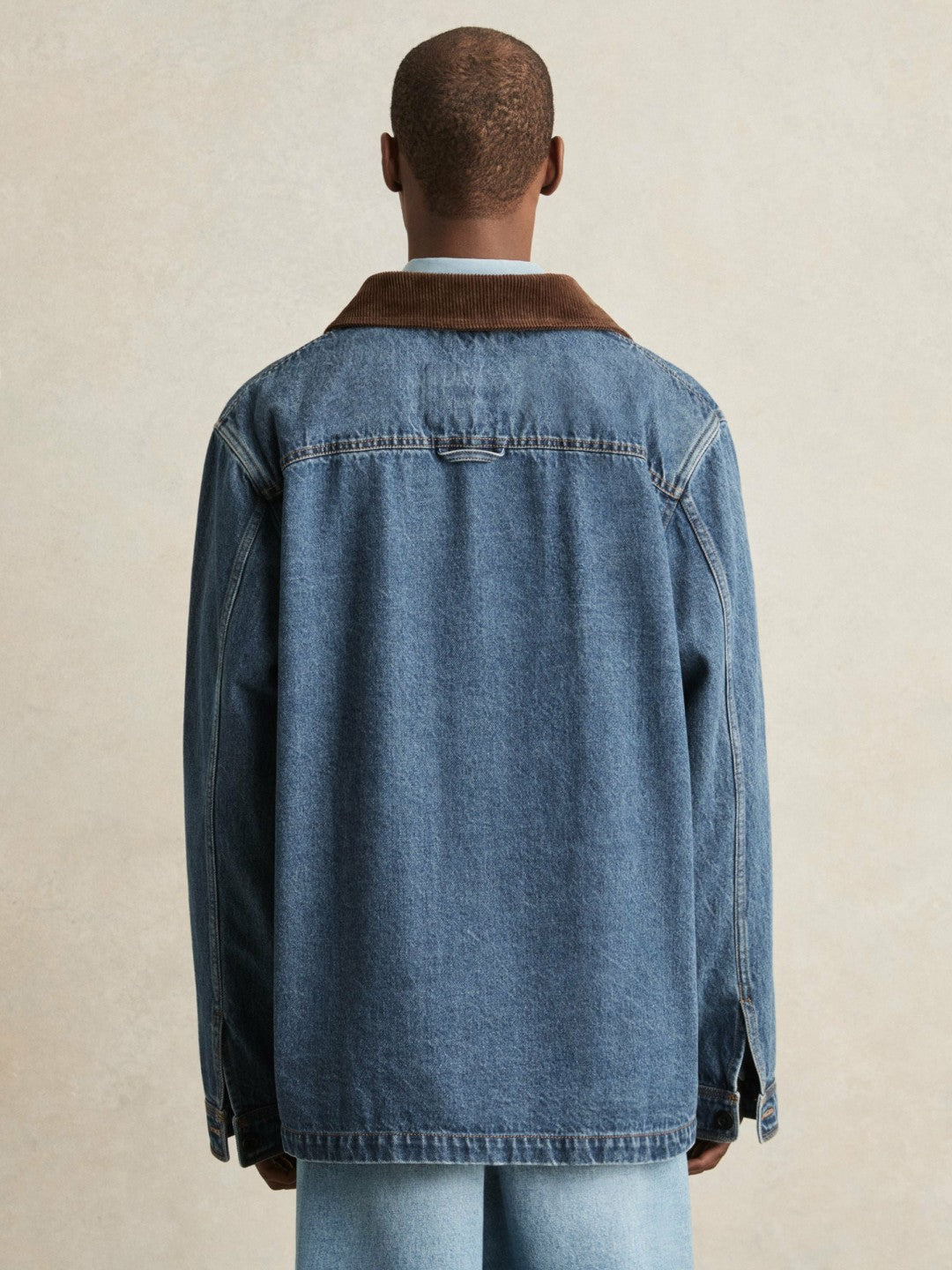 Corduroy Collar Denim Worker Jacket in Denim Blue | Reiss Men New
