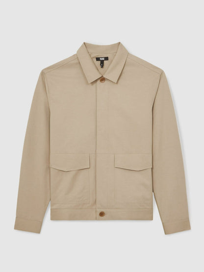 Paige Flap Pocket Worker Jacket in Beige | Reiss Men Popular