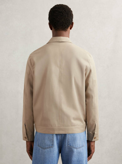 Paige Flap Pocket Worker Jacket in Beige | Reiss Men Popular