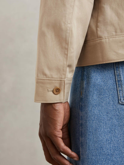Paige Flap Pocket Worker Jacket in Beige | Reiss Men Popular