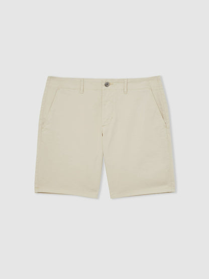 Paige Cotton Chino Shorts with Stretch in Cream | Reiss Men Premium