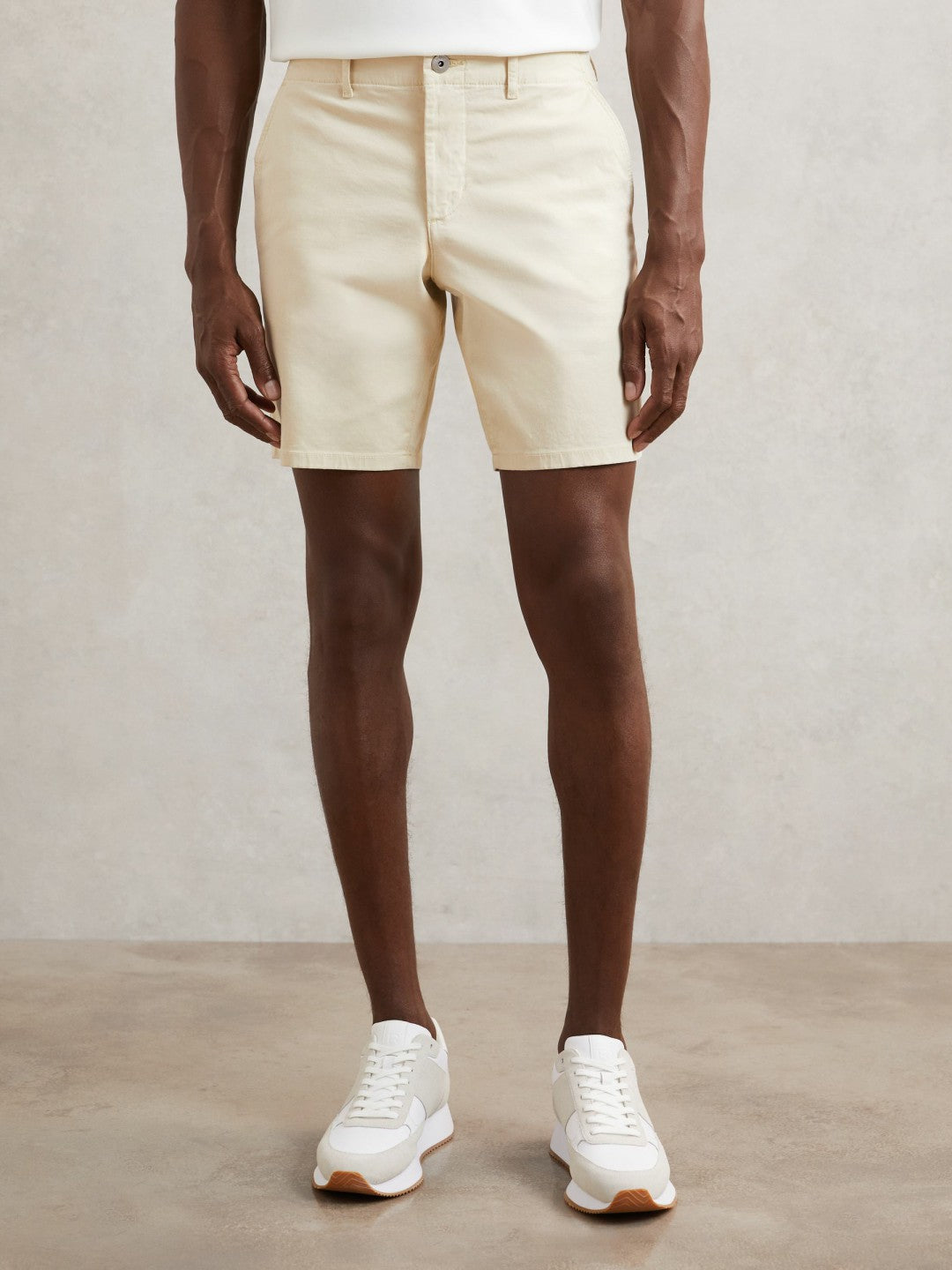 Paige Cotton Chino Shorts with Stretch in Cream | Reiss Men Premium