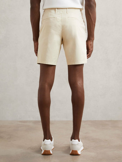 Paige Cotton Chino Shorts with Stretch in Cream | Reiss Men Premium