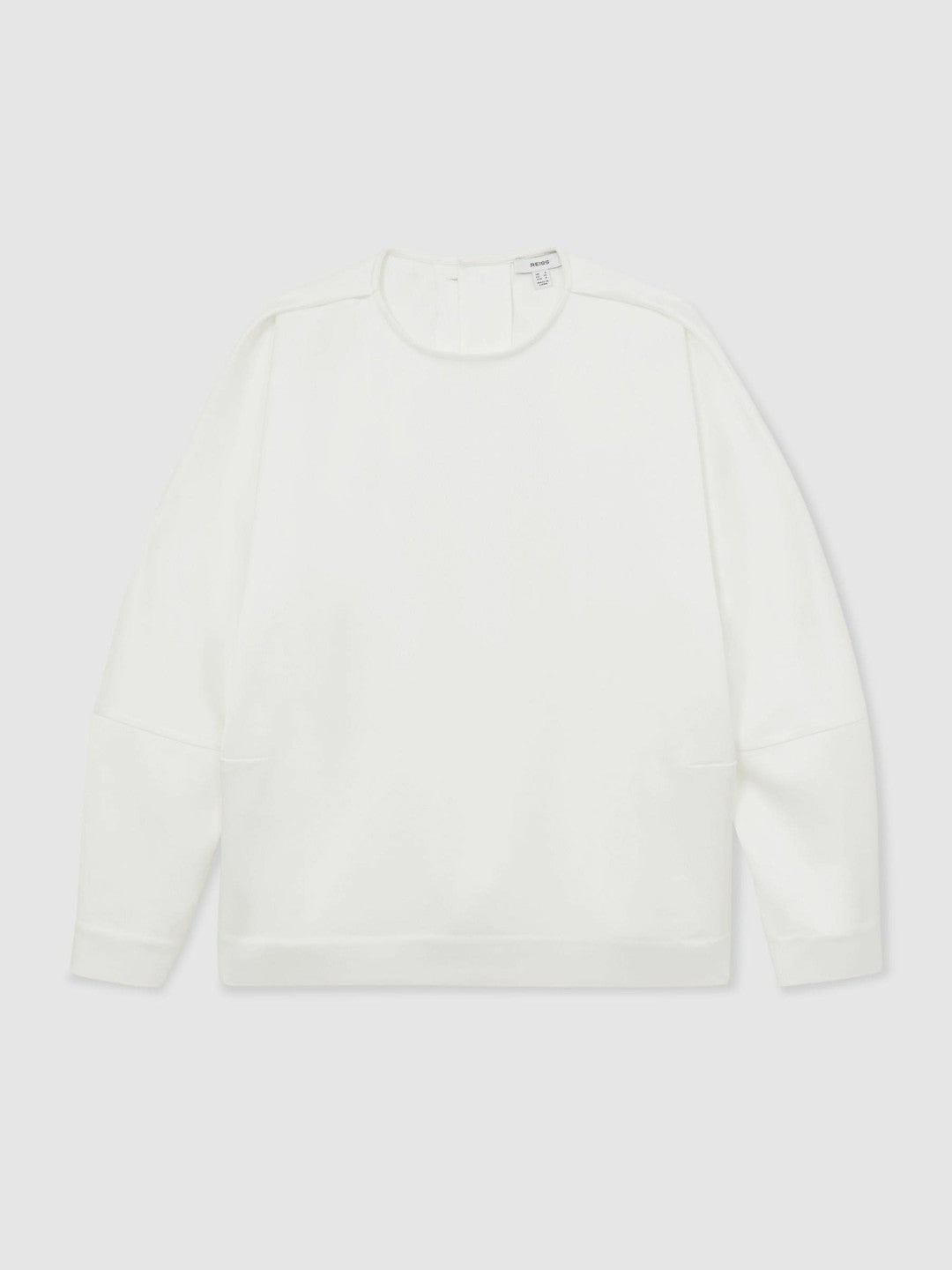 Satin Button-Back Long-Sleeve Top in Ivory | Reiss Women Trending