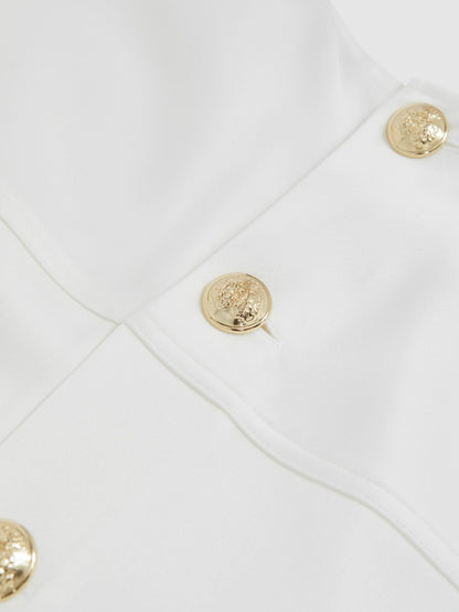 Satin Button-Back Long-Sleeve Top in Ivory | Reiss Women Trending