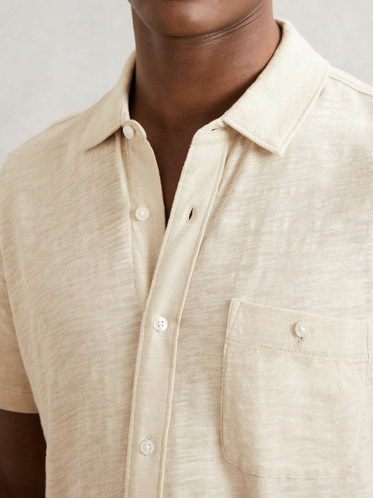 Paige Carillo Short Sleeve Shirt in Cream | Reiss Men Featured