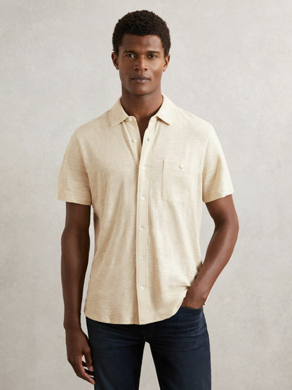 Paige Carillo Short Sleeve Shirt in Cream | Reiss Men Featured