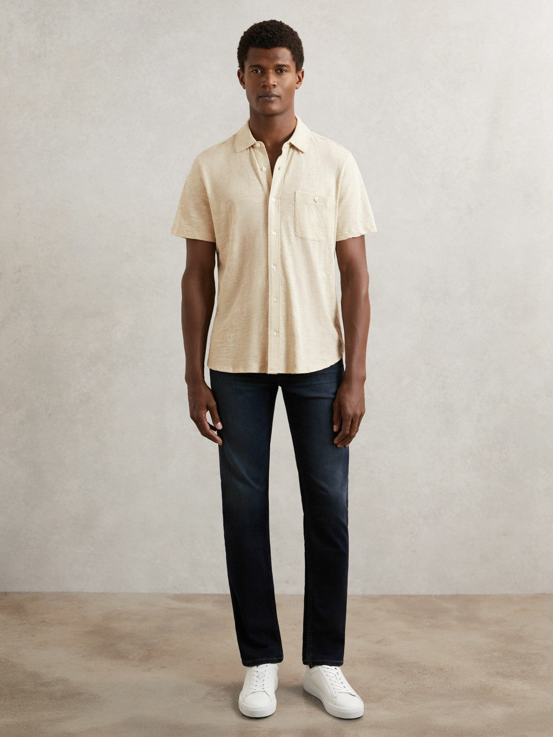Paige Carillo Short Sleeve Shirt in Cream | Reiss Men Featured