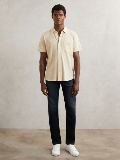 Paige Carillo Short Sleeve Shirt in Cream | Reiss Men Featured