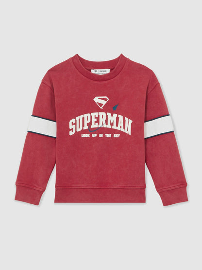 3-9 yrs Superman Cotton Logo Sweatshirt in Red | Reiss Children & Baby Exclusive