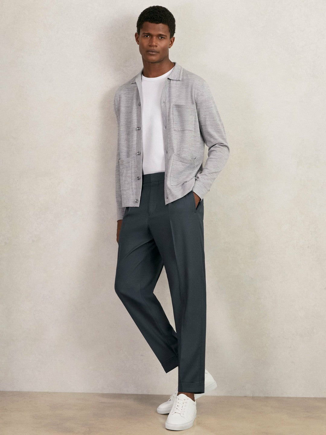 Relaxed-Fit Pleated Tapered Trousers in Steel Blue | Reiss Men New