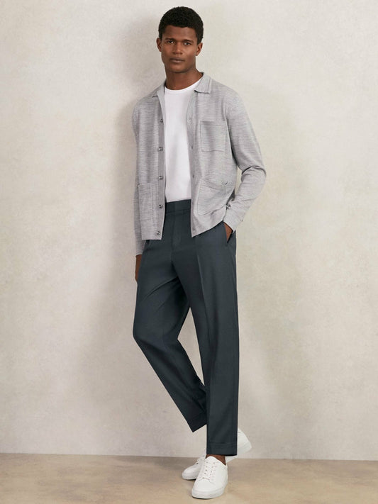 Relaxed-Fit Pleated Tapered Trousers in Steel Blue | Reiss Men New