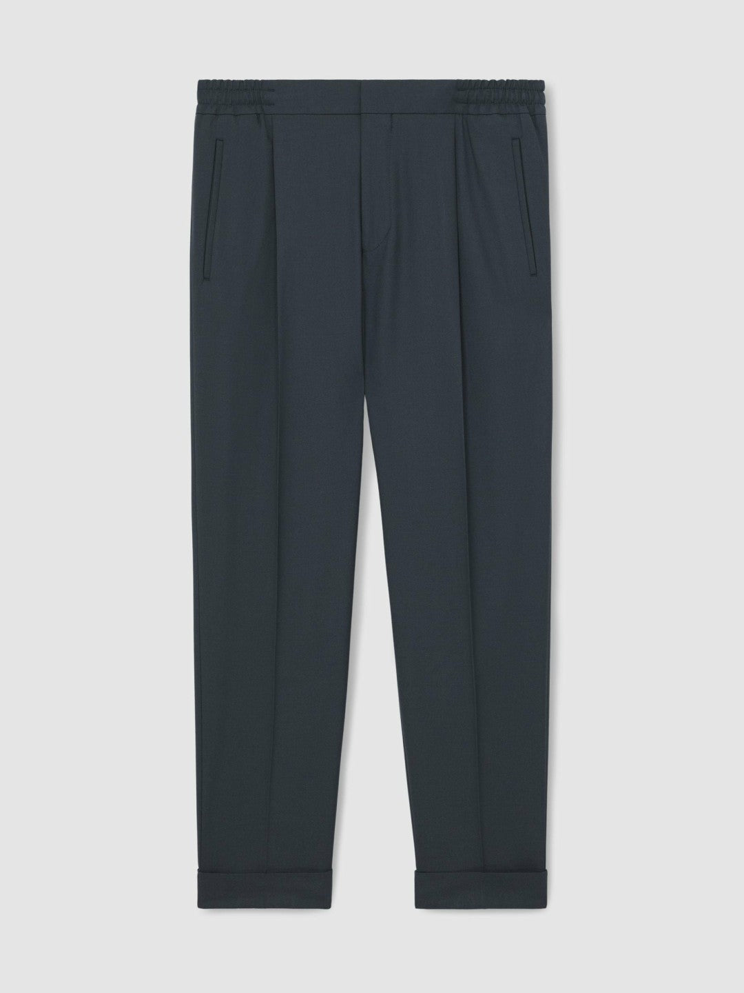 Relaxed-Fit Pleated Tapered Trousers in Steel Blue | Reiss Men New