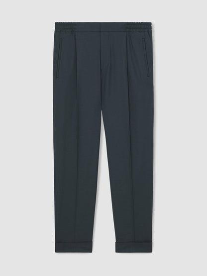 Relaxed-Fit Pleated Tapered Trousers in Steel Blue | Reiss Men New