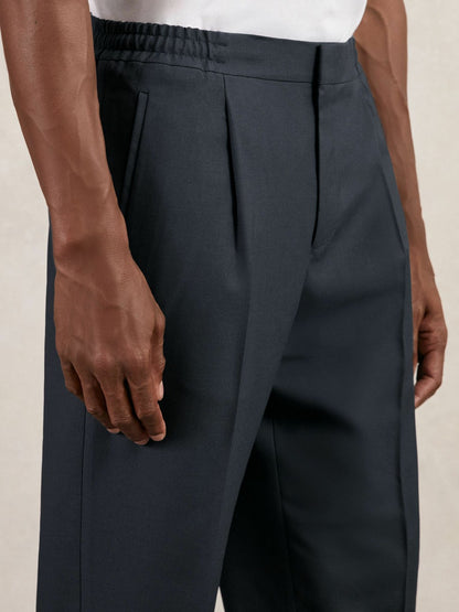 Relaxed-Fit Pleated Tapered Trousers in Steel Blue | Reiss Men New