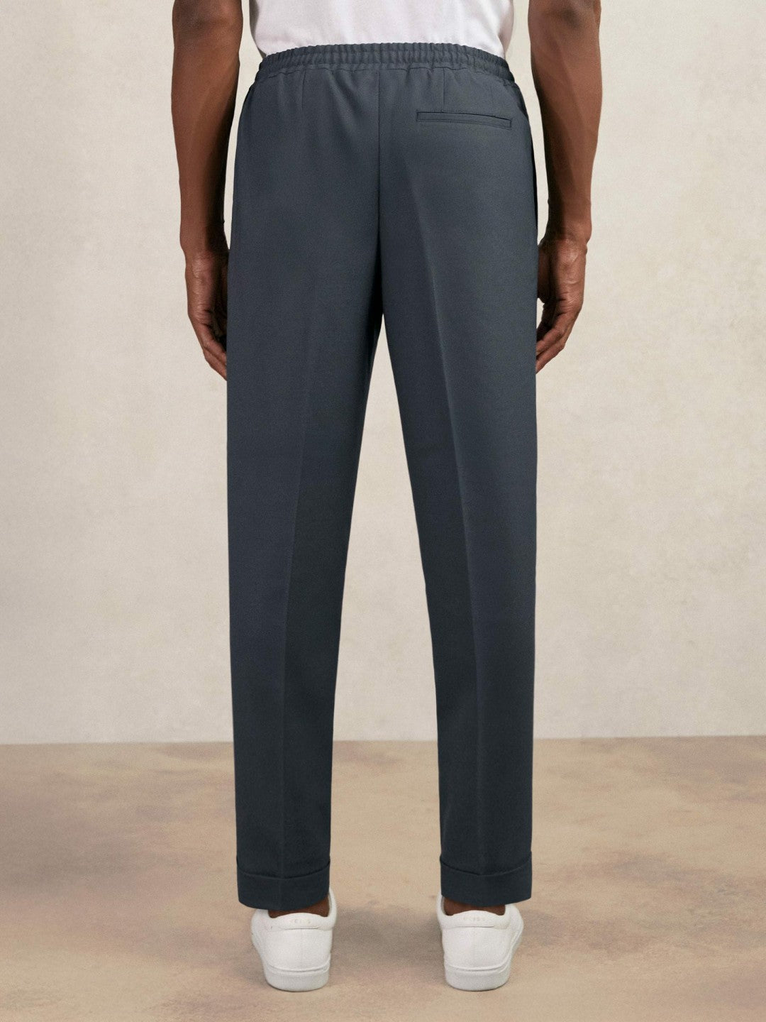 Relaxed-Fit Pleated Tapered Trousers in Steel Blue | Reiss Men New