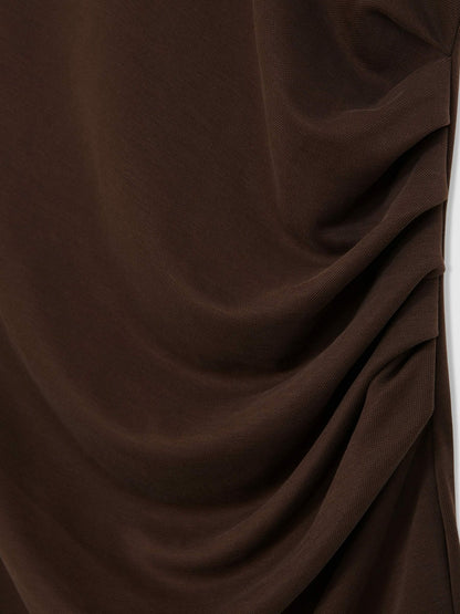 Jersey Ruched Racer Midi Dress in Chocolate Brown | Reiss Women New