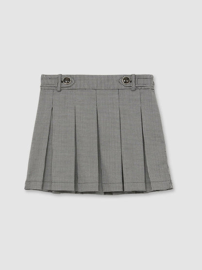 Houndstooth-Check Pleated Skirt in Black/White | Reiss Children & Baby Recommended