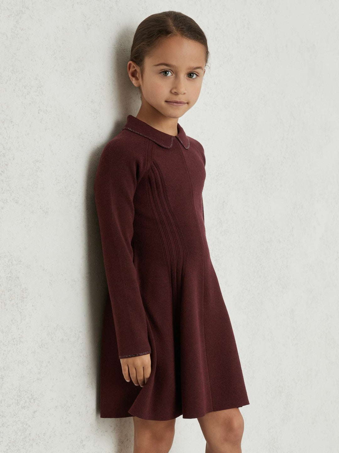 9-13 yrs Embellished Collar Knitted Dress in Berry | Reiss Children & Baby New